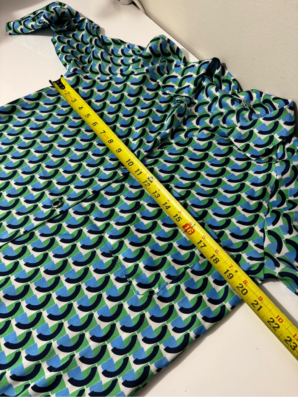 Zara Blue & Green Printed Long-Sleeve Midi Shirt Dress - Picture 4 of 6